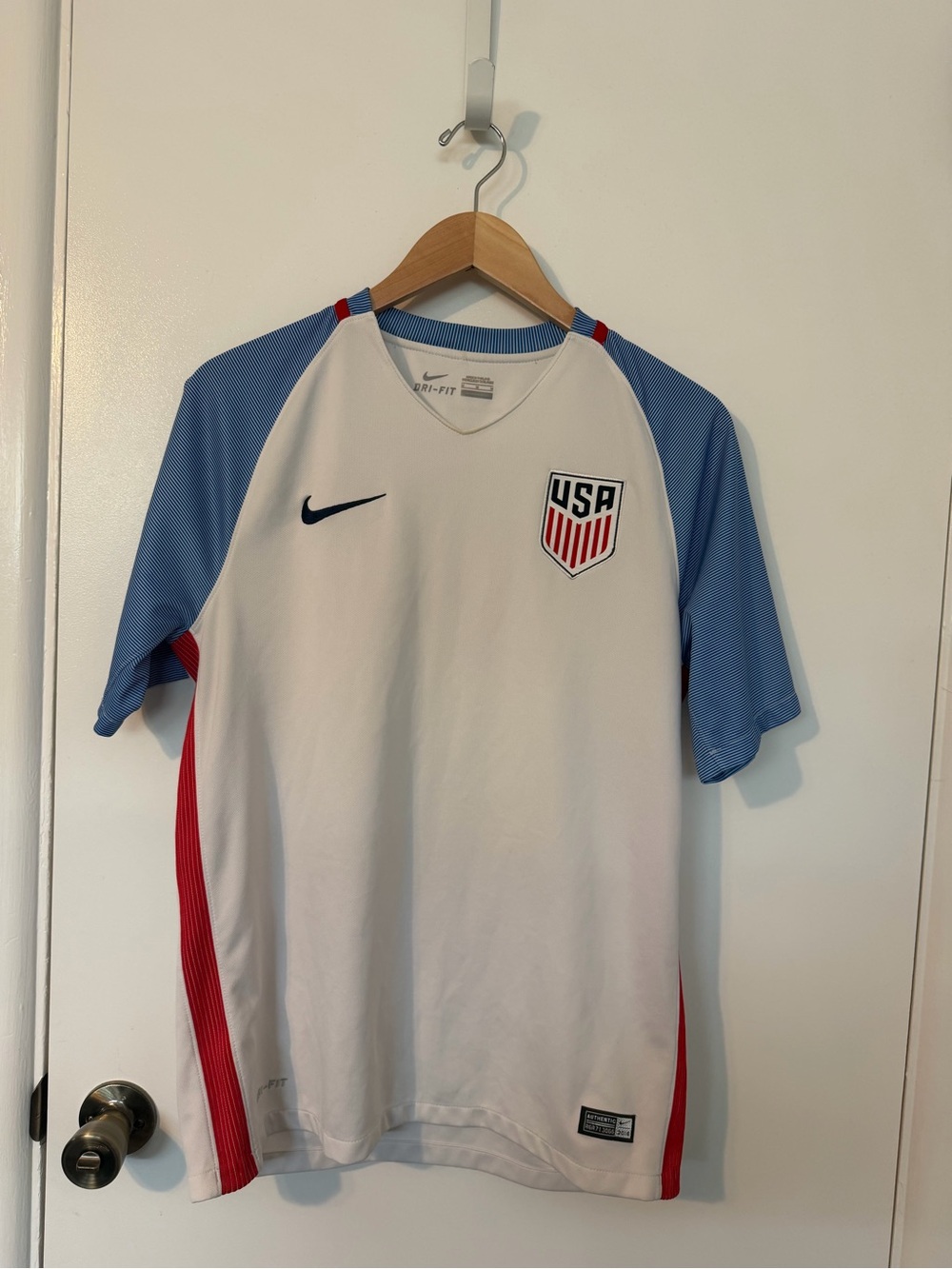 Nike White, Light Blue & Red USA Men's Soccer Jersey